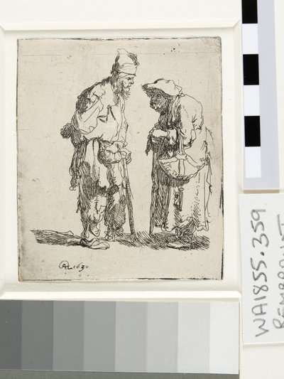 Mendigo y mendiga conversando, 1630 de Rembrandt van Rijn